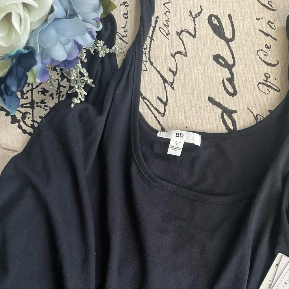 NWT BP. Nordstrom Twist Strap Boxy Fit Crop Tank, Size 1X - Black - Picture 7 of 7